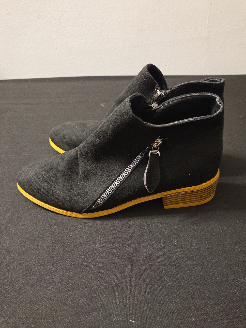 Women’s Black Ankle Booties with Yellow Sole